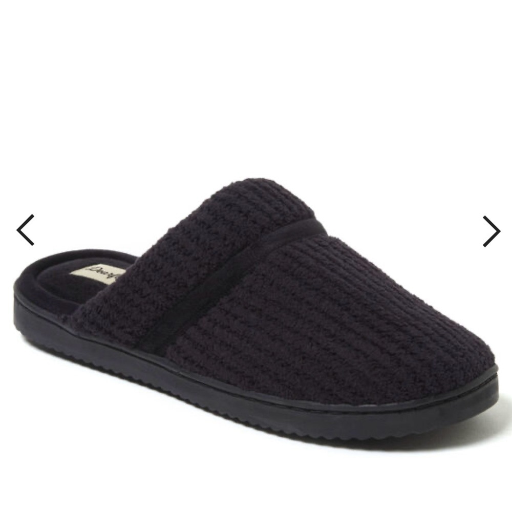 Dearfoams Serena Marled Chenille Scuff Slipper House Shoe Women’s L (9-10) Black